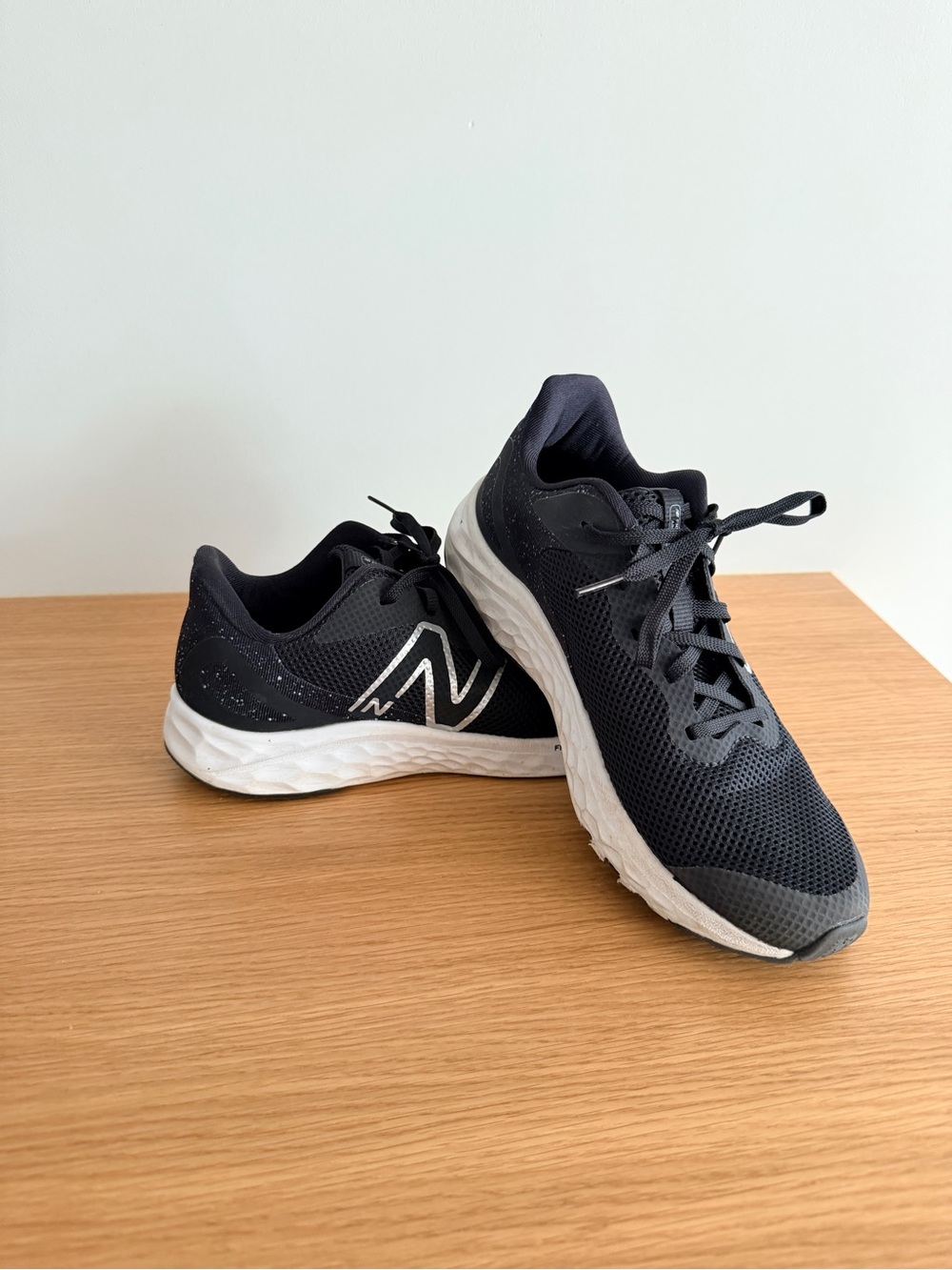 New Balance Black and White Mesh Athletic Sneakers